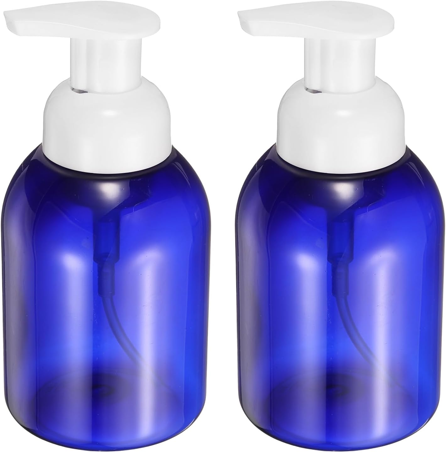 2PCS Round Empty Foam Pump Bottle, 350ml Travel Foam Soap Dispenser Empty Refillable Plastic Pump Bottle for Lash Shampoo, Hand Soap, Facial Lotion(6" Blue)