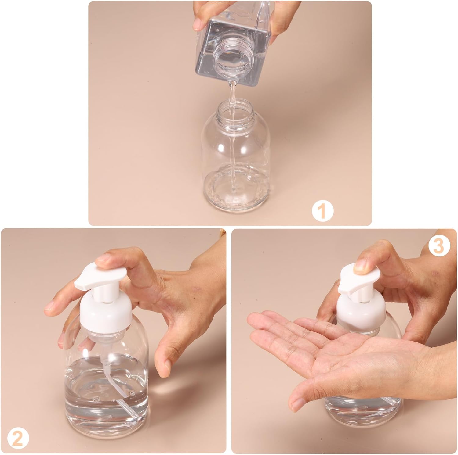 2PCS Round Empty Foam Pump Bottle, 350ml Travel Foam Soap Dispenser Empty Refillable Plastic Pump Bottle for Lash Shampoo, Hand Soap, Facial Lotion(6" Blue)