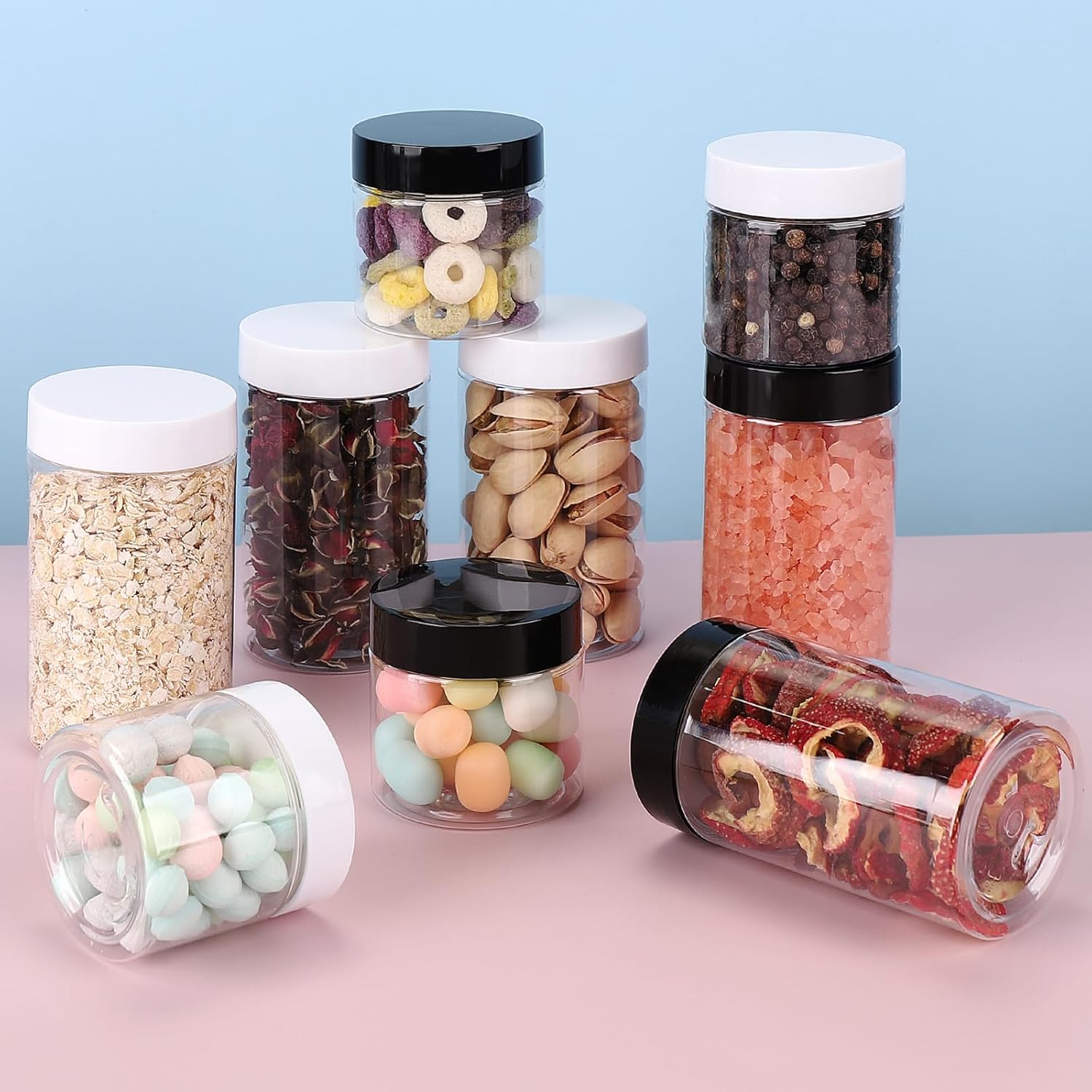 4 Pack Plastic Jars, 4 OZ Round Clear Cosmetic Container Jars with White Lids, Leak Proof Makeup Sample Container, Refillable Travel Cosmetic Storage for DIY Making Creams, Lotion, Body Scrub