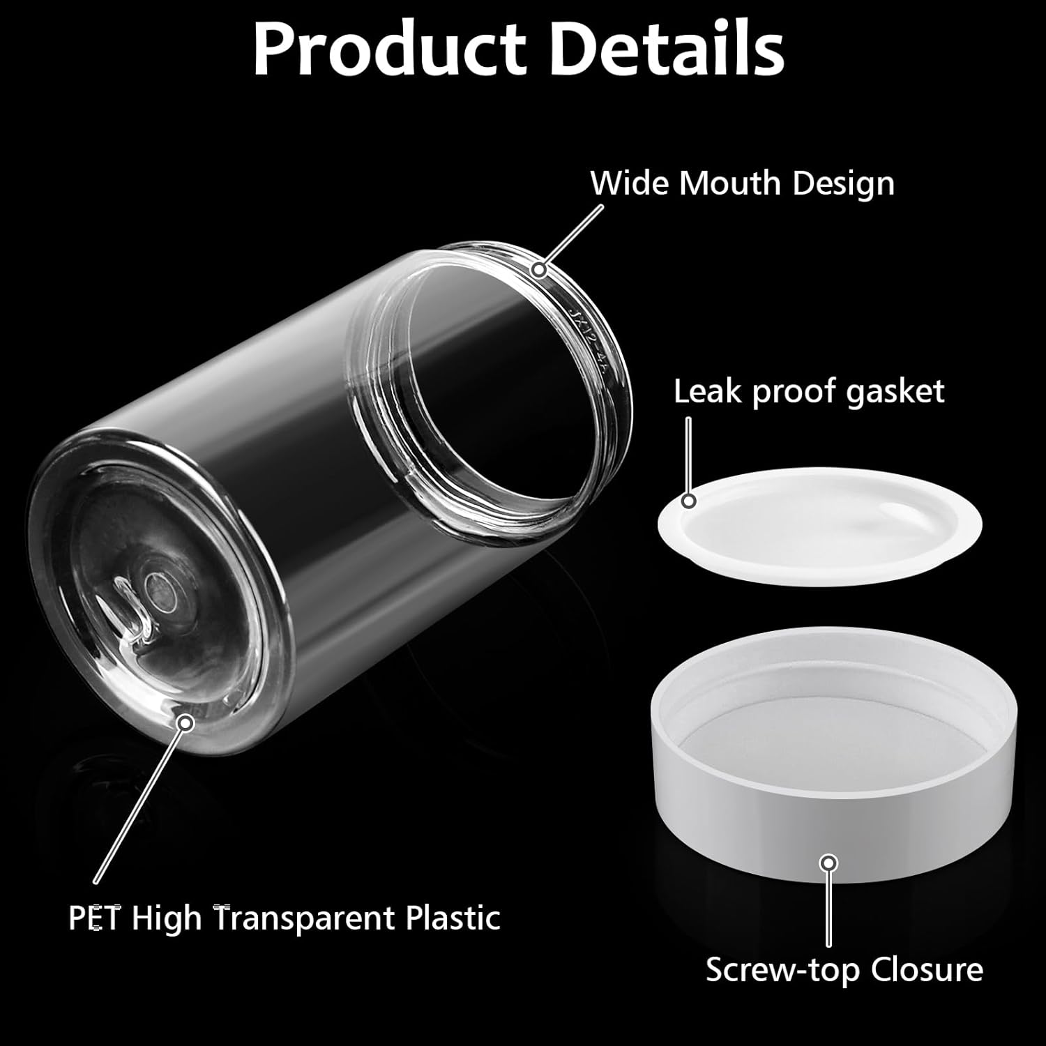 4 Pack Plastic Jars, 4 OZ Round Clear Cosmetic Container Jars with White Lids, Leak Proof Makeup Sample Container, Refillable Travel Cosmetic Storage for DIY Making Creams, Lotion, Body Scrub