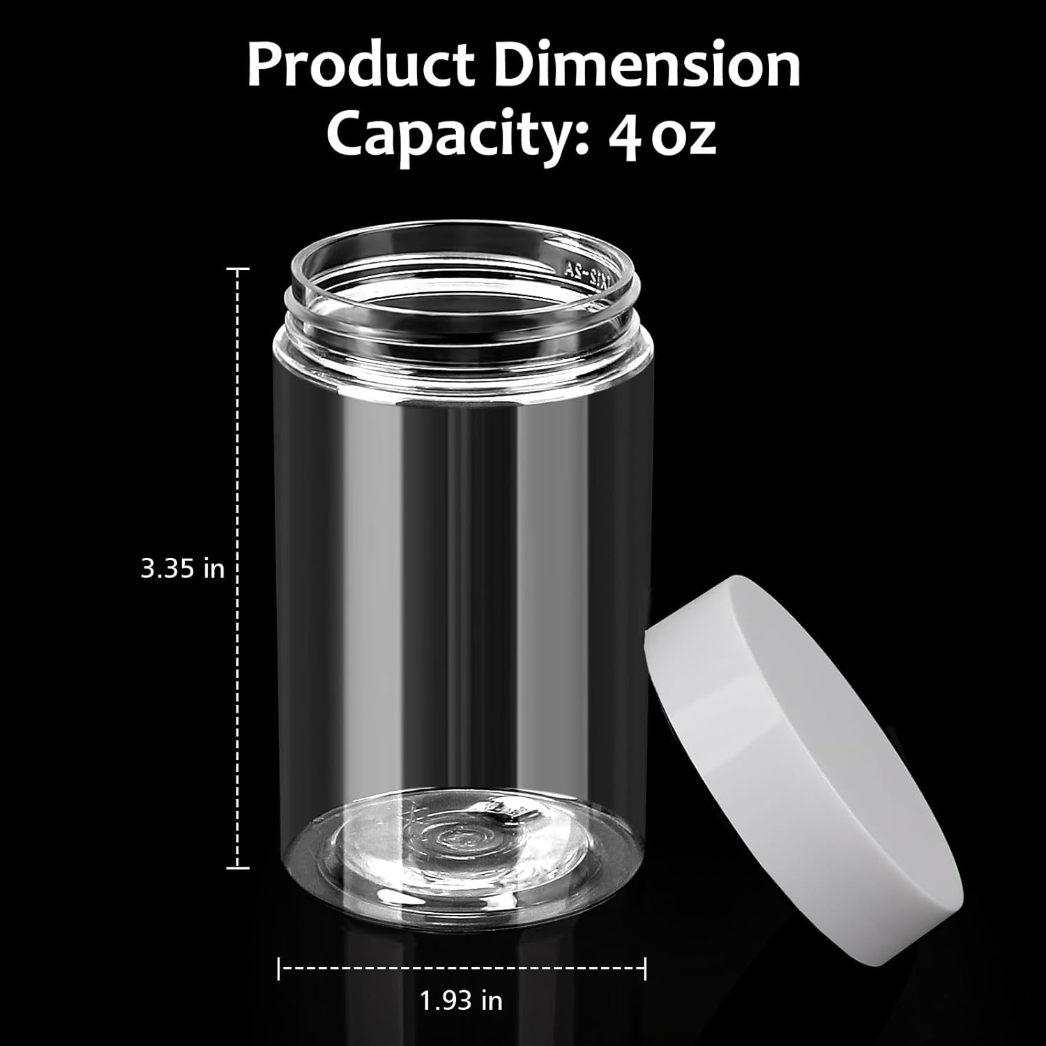 4 Pack Plastic Jars, 4 OZ Round Clear Cosmetic Container Jars with White Lids, Leak Proof Makeup Sample Container, Refillable Travel Cosmetic Storage for DIY Making Creams, Lotion, Body Scrub