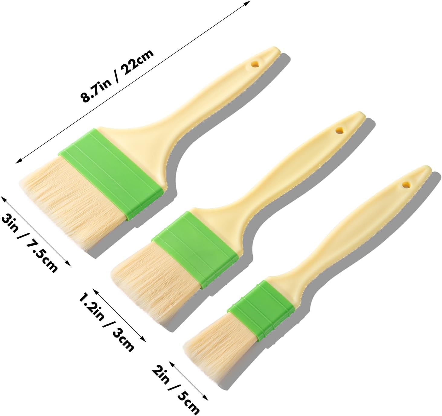 3 Pcs Basting Pastry Brush, Cooking Brush Set, Grill Brush, Food Brush For Baking, Perfect For Marinade, Sauce, Egg Wash, Butter, BBQ Brushes
