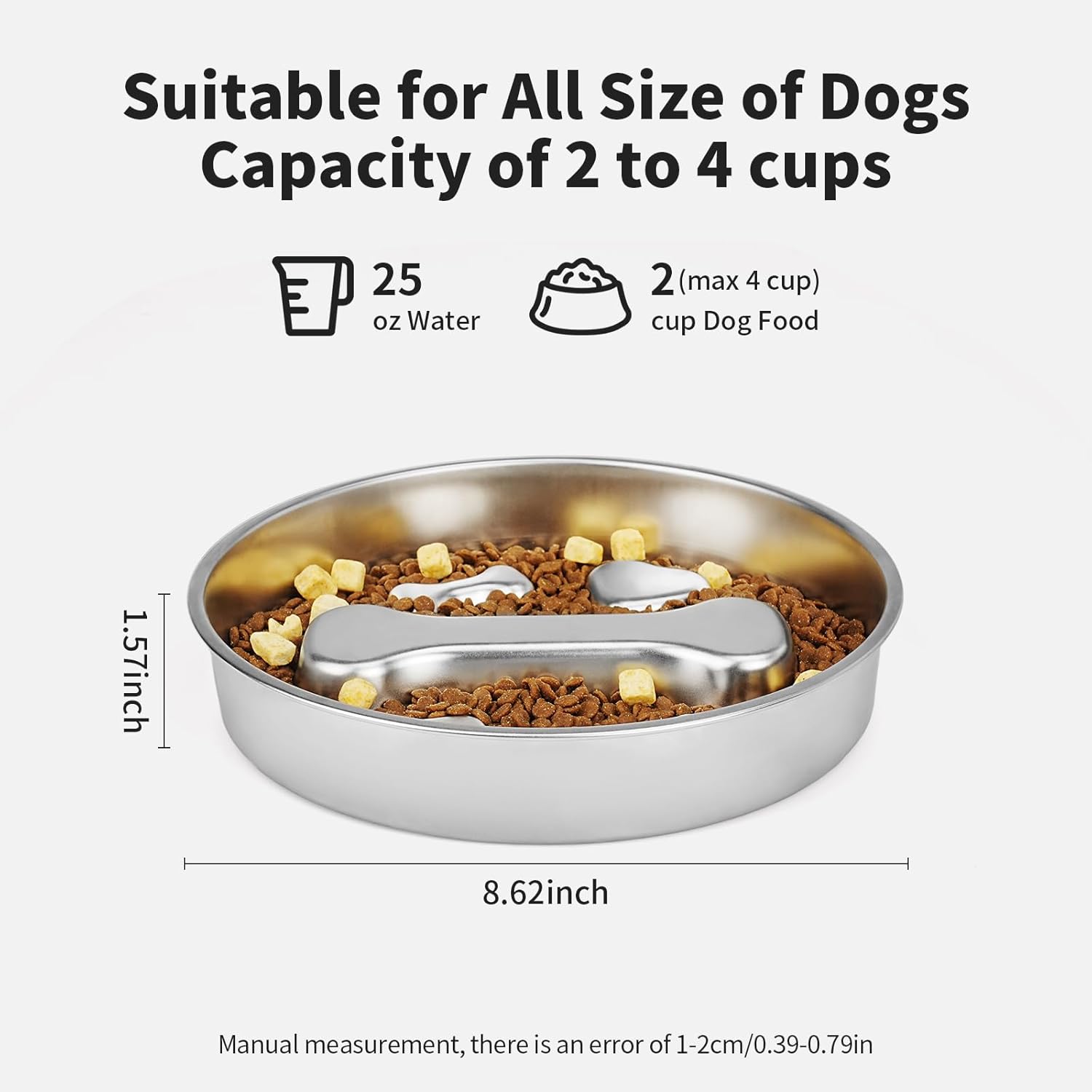 2-in-1 Stainless Steel Dog Slow Feeder & Lick Mat Set of 2 - Dishwasher Safe - Anti-Skid Design for Pet Feeding