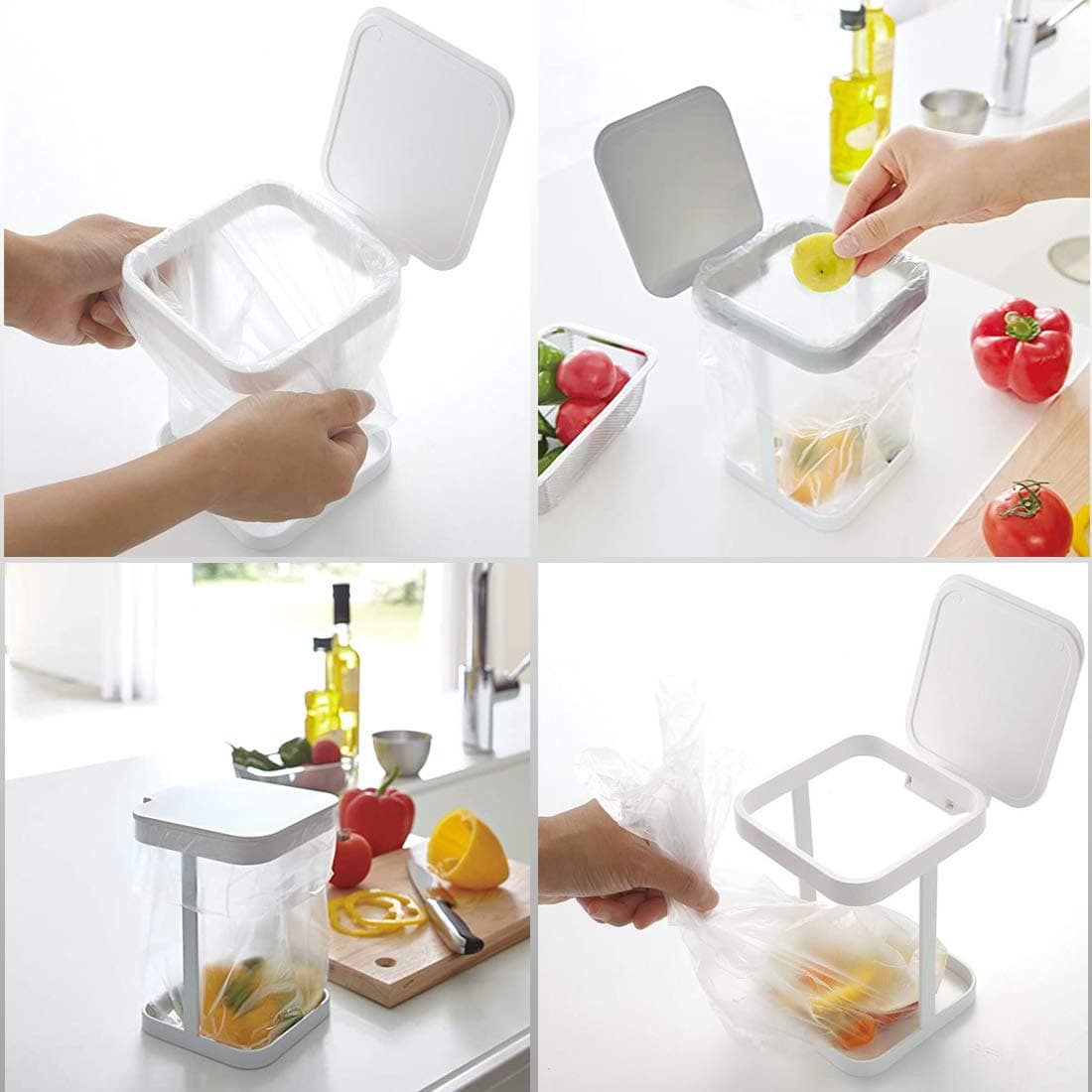 White Trash Can Rack Minimalist Design Odor-Sealed Durable for Kitchen Bedroom