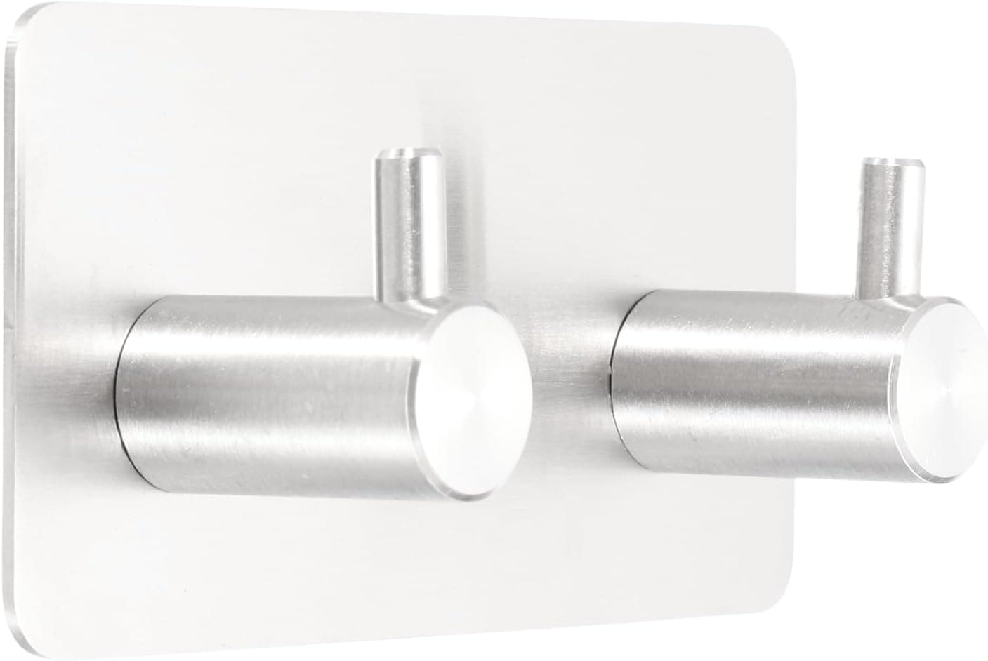 2 Pack Self-Adhesive Towel Hooks Stainless Steel 304 Rustproof Waterproof Silver Wall Mounted Bathroom Kitchen Accessories