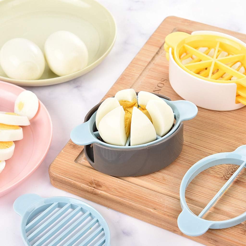 3-in-1 Multifunctional Egg Slicer for Hard-Boiled Eggs Blue Grey Kitchen Gadget