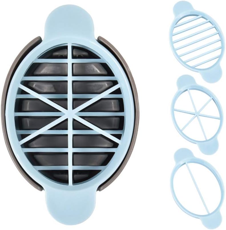3-in-1 Multifunctional Egg Slicer for Hard-Boiled Eggs Blue Grey Kitchen Gadget