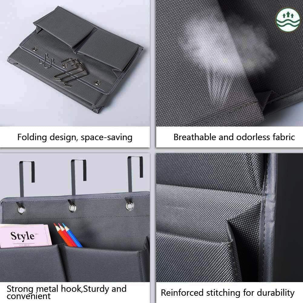 Over Door Organizer 5 Pocket Hanging Storage Bag Grey Wall Mounted Space Saving Organiser