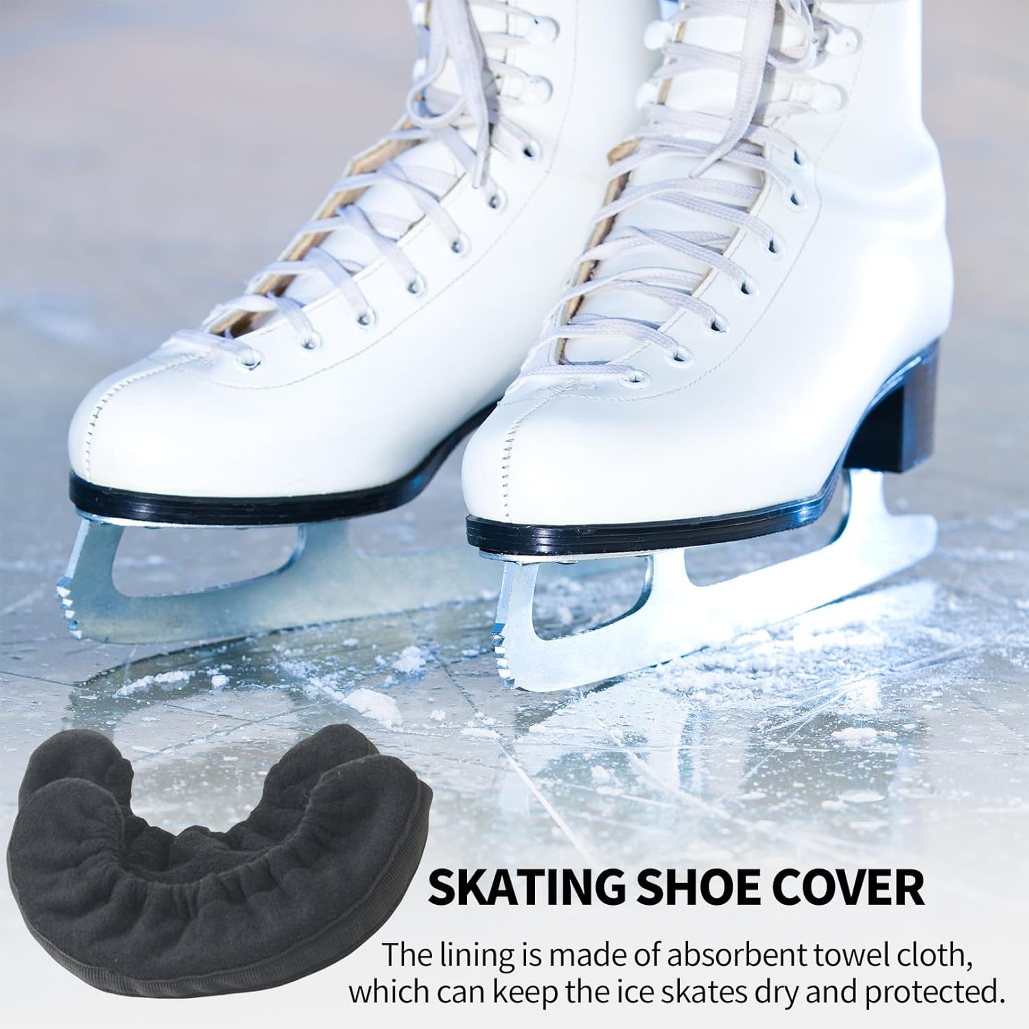 Junior Ice Hockey Figure Skating Hard Blade Guards Universal Black Pair