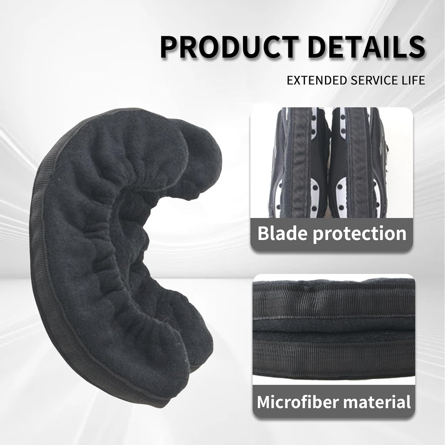 Junior Ice Hockey Figure Skating Hard Blade Guards Universal Black Pair