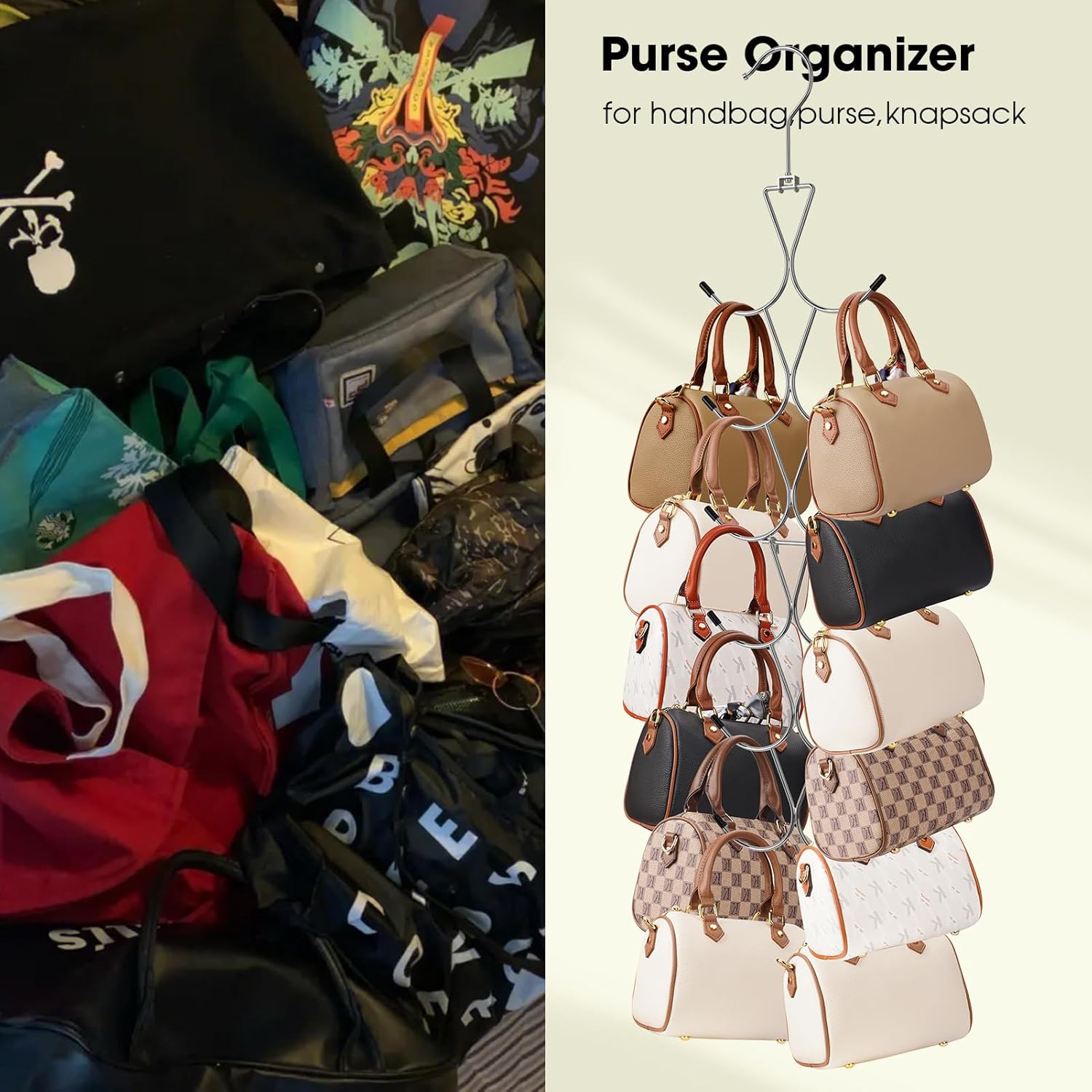 12 Hook 360° Rotating Multifunctional Hanger for Scarves Bags Hats - Silver Closet Organizer