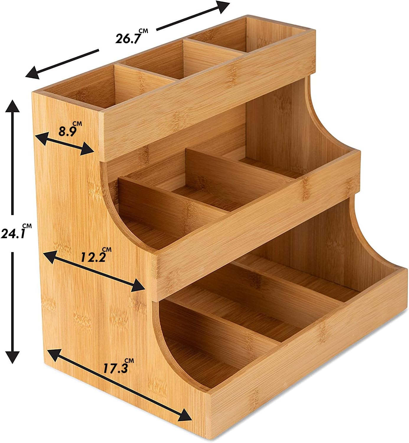Vertical Bamboo Tea Bag Organizer Holds 180 Tea Bags Space Saving Sustainable Wooden Display for Kitchen Office Café