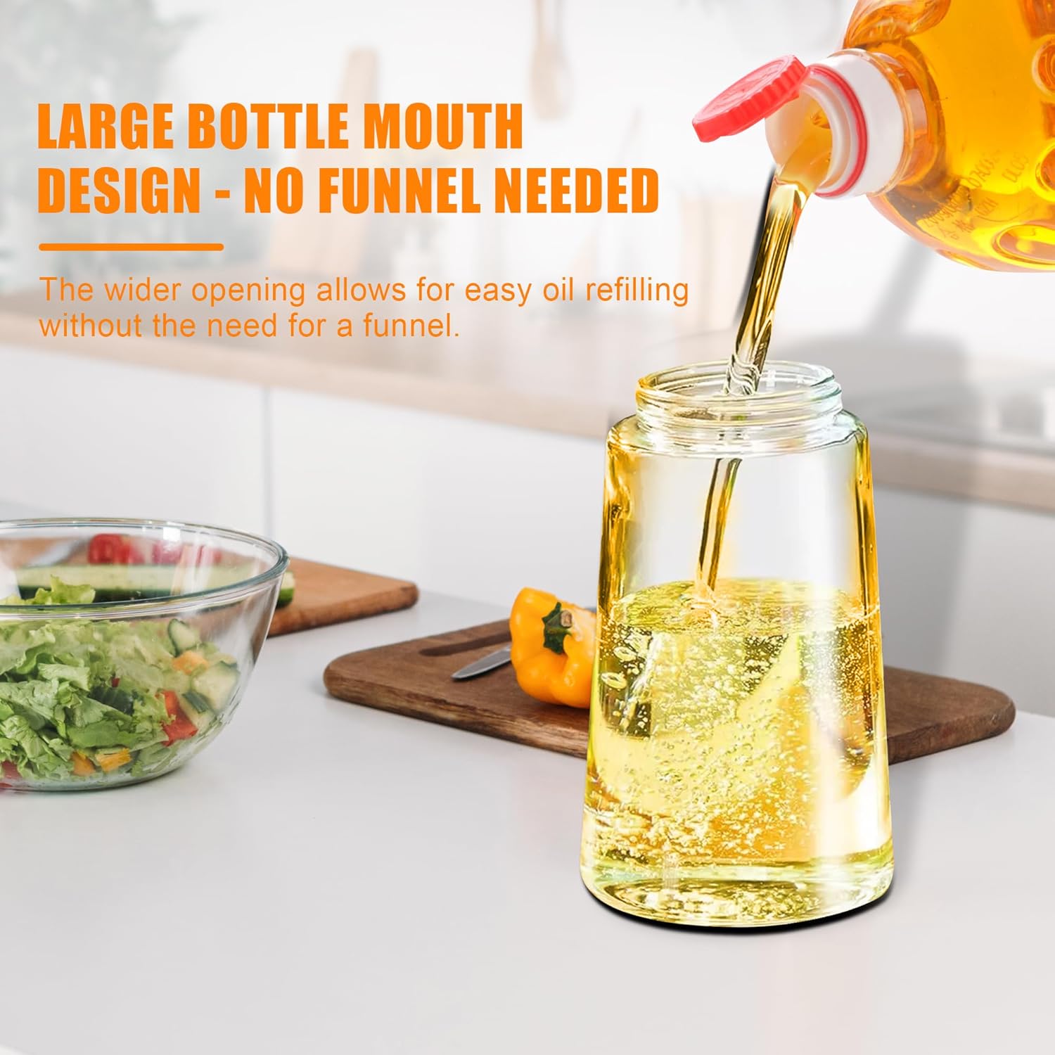 2-in-1 Olive Oil Spray & Pour Bottle 470ml Glass Dispenser for Cooking BBQ Kitchen