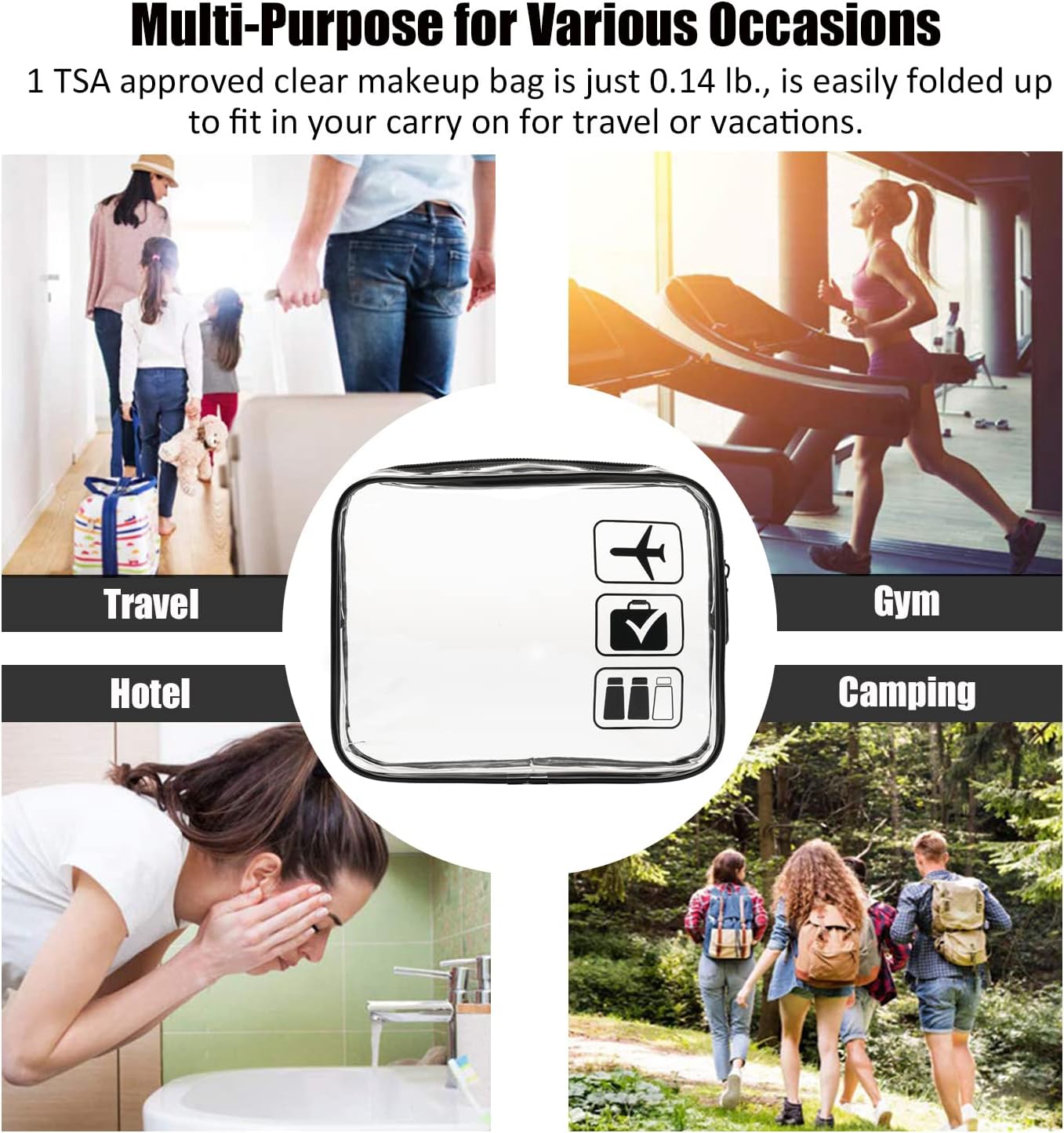 TSA Approved Toiletry Bag Luggage Tag, Perfect Size to fit in Your Carry- Luggage for Travel or Vacatis.