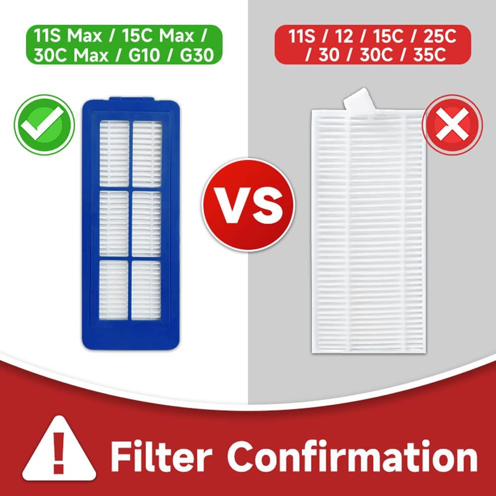 Spare Accessories Compatible for eufy 11S Max, 30C Max, 15C Max, G32 Pro, Robotic Vacuum Replacements: 1 Roller Brush 6 Side Brushes 5 Unibody Filter ??? ??? ??? or ???