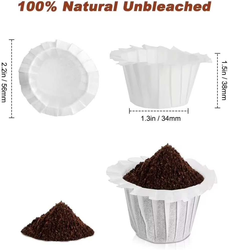 Disposable Paper Coffee Filters, Keurig K Cup Paper Filters for Keurig Single Brewer Reusable Cups, K-Cup Coffee Pods, Fits All Brands Reusable K Cups (300)