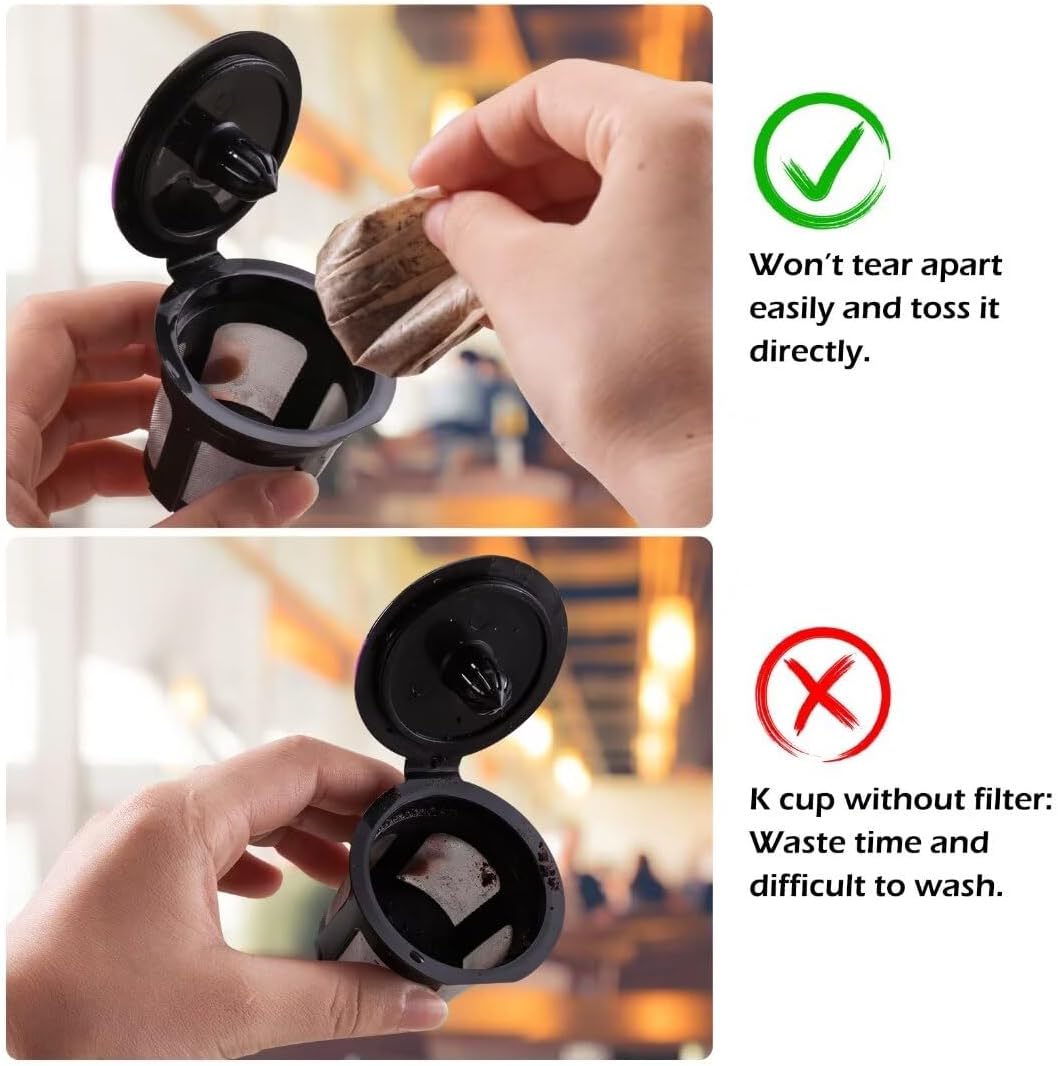 Disposable Paper Coffee Filters, Keurig K Cup Paper Filters for Keurig Single Brewer Reusable Cups, K-Cup Coffee Pods, Fits All Brands Reusable K Cups (300)