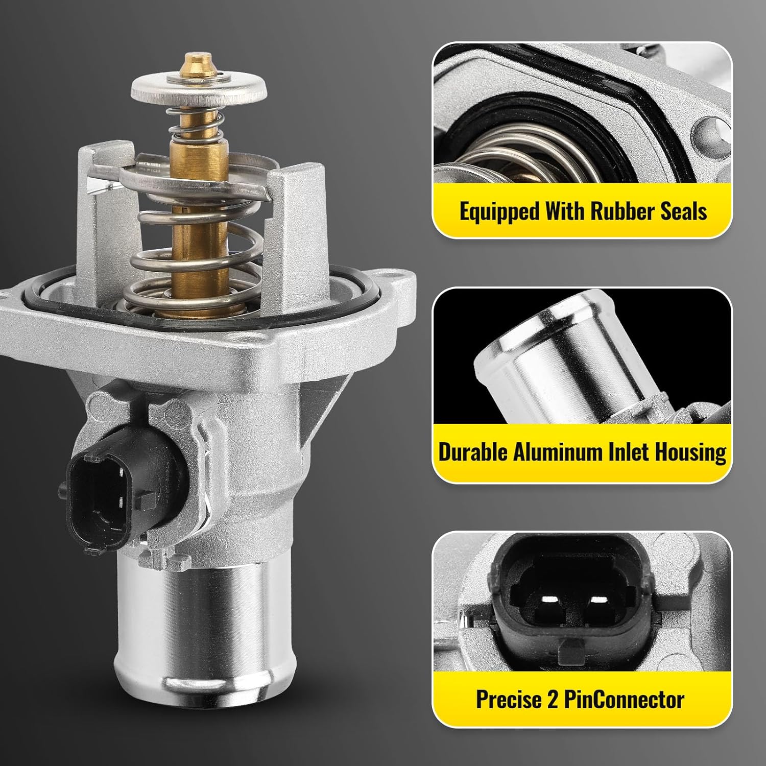 Upgrade Aluminium Thermostat Housing Assembly W/Sensors for Chevy Aveo Aveo5 2009-2011 Cruze 2011-2016 Sonic 2012-2018 Trax 2013-2018,Pontiac G3 2009-2010 - Replaces 902-821 96984104 55564891 55578419