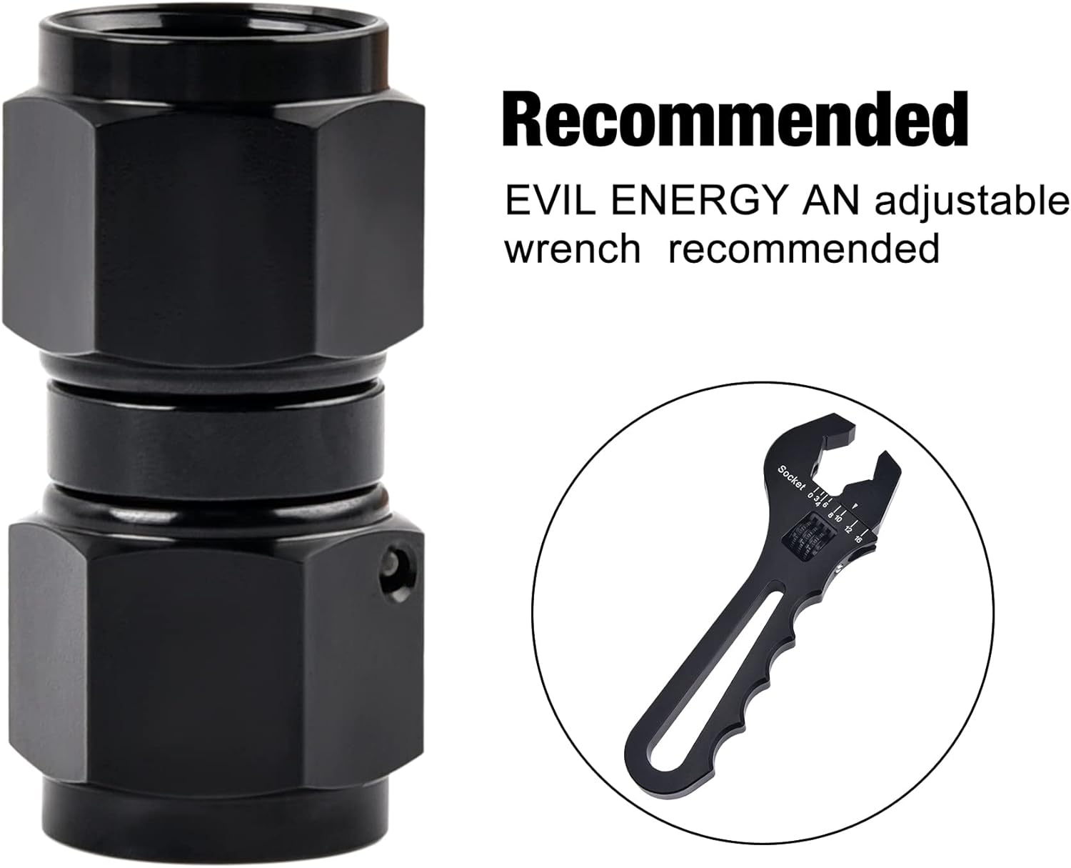 6AN Female to 6AN Female Straight Swivel Coupler Union Fitting Adapter Aluminum Black 2PCS