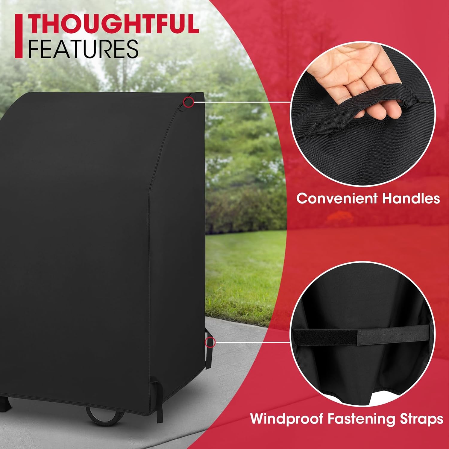 32 Inch Small Grill Cover, Heavy Duty Waterproof 2 Burner Gas BBQ Cover, Compatible with Weber Char-Broil Nexgrill KitchenAid Grills with Both Side Tables Down, All Weather Protection