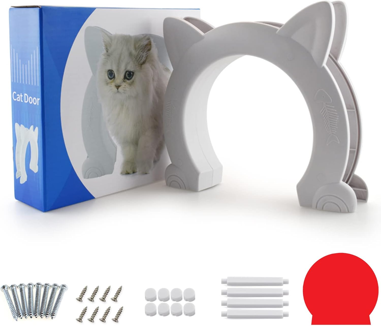 Large Cat Door Interior Door, XL Indoor Cat Door, Pet Doors for Cats, Kitties and Small Dogs (White)