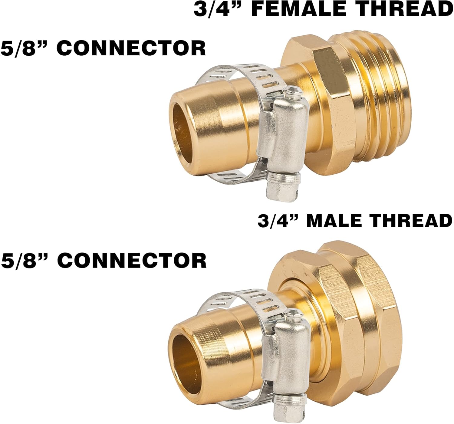 Garden Hose Repair Connector with Clamps + Hose Quick Connector