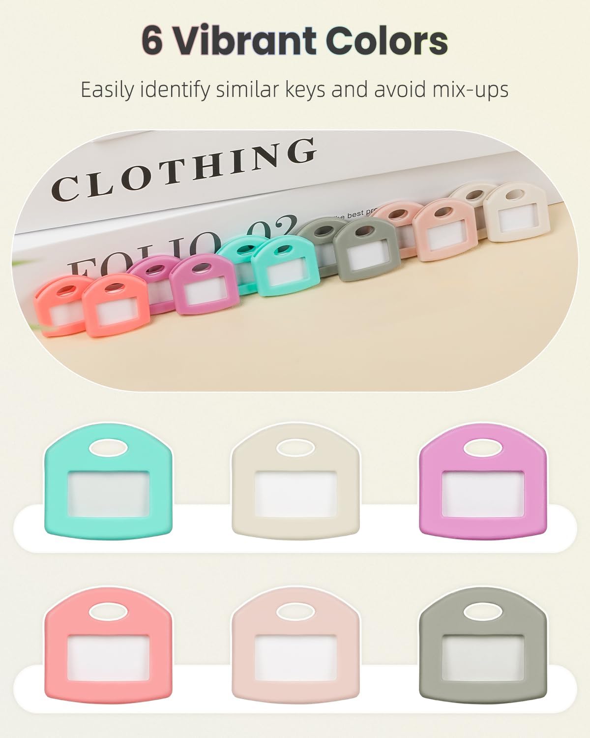 37 Pcs Key Covers Caps 1 Inch Key Covers Protectors with Clear Windows and Blank Paper Labels, Soft Key Identifiers for Standard Regular Thin Flat House Keys, 11 Colors (Not for Odd-Shaped)