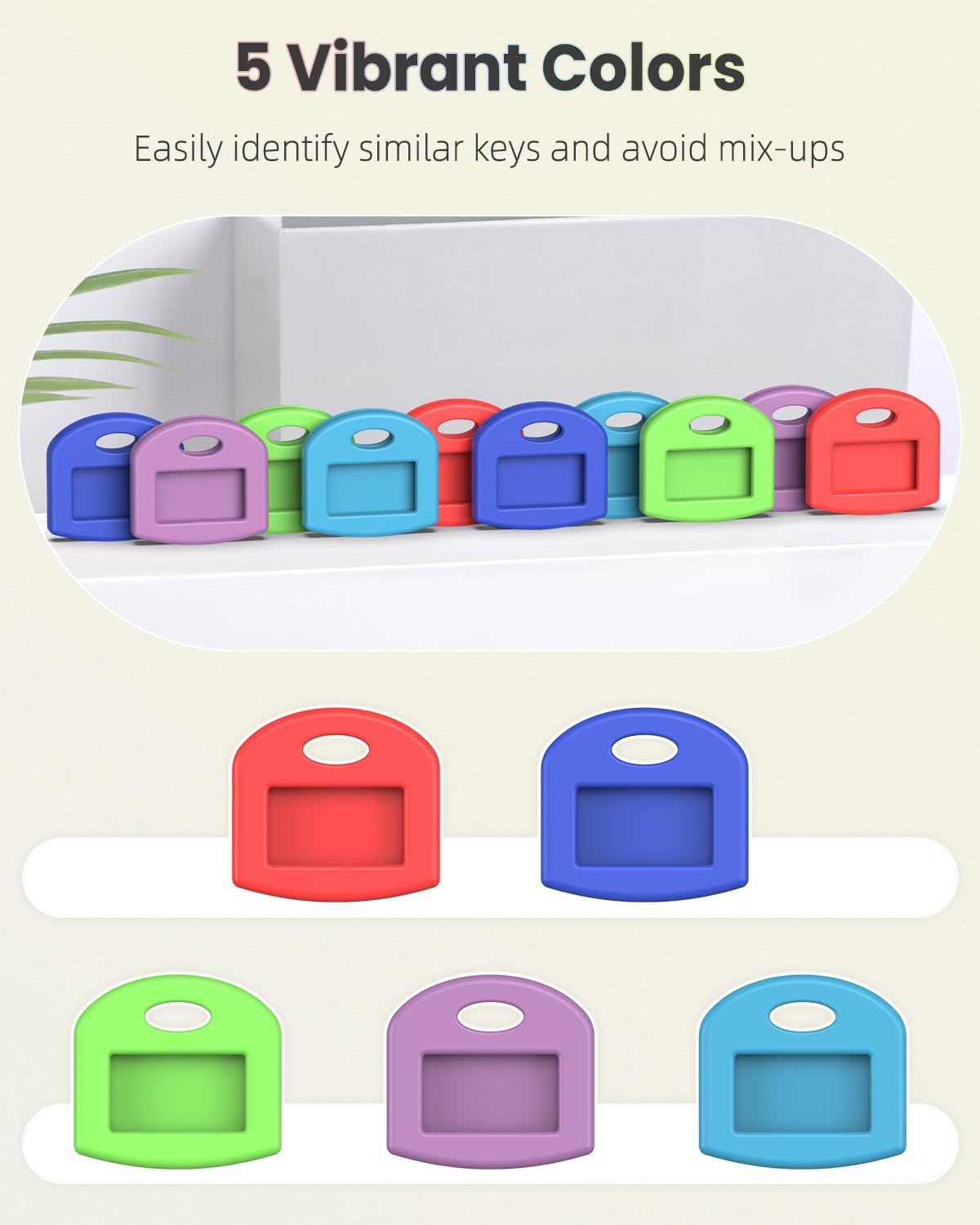 37 Pcs Key Covers Caps 1 Inch Key Covers Protectors with Clear Windows and Blank Paper Labels, Soft Key Identifiers for Standard Regular Thin Flat House Keys, 11 Colors (Not for Odd-Shaped)
