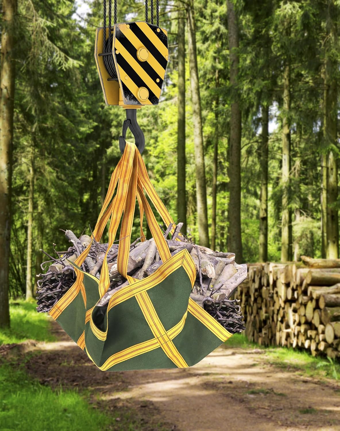 Heavy-Duty Canvas Cargo Lifting Pad Net - 3.28ft x 3.28ft Reinforced Handle Lifting Net for Construction, Logistics, and Transport, 2645lbs Load Capacity, Non-Slip Material