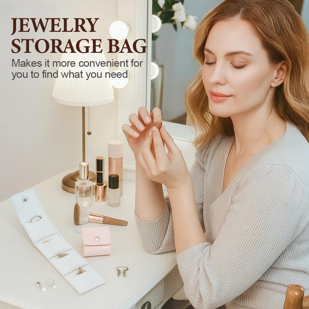 Mini Travel Jewelry Bag, 2026 New Small Jewelry Box Foldable Multifunctional Travel Jewelry Pouch for Earrings, Rings (Pink)