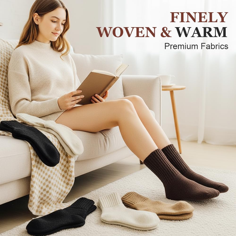 Women's Solid Mid Calf Socks, 2026 New Cozy Soft Comfy Warm Thick Cute Knit Crew Socks Multipack for Fall and Winter