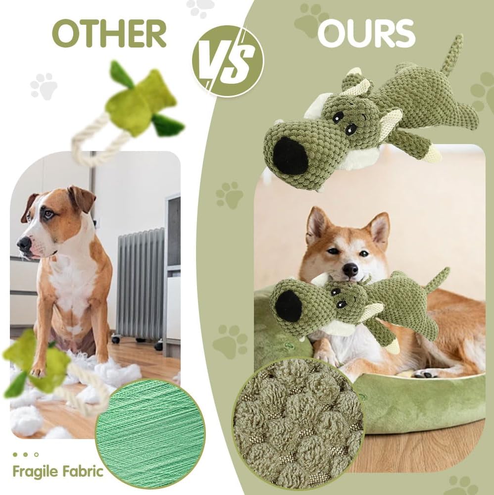 Dog Plush Toys for Aggressive Chewers, Dog Toys Indestructible Dog Puppy Squeaky Chew Toys, 2026 Interactive Dog Toys for Heavy Chewers Durable Chew Toys Dog Plush Toy (Green)