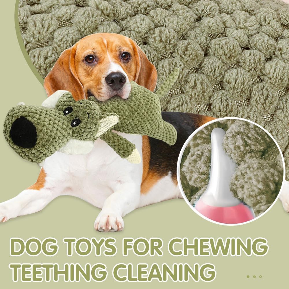 Dog Plush Toys for Aggressive Chewers, Dog Toys Indestructible Dog Puppy Squeaky Chew Toys, 2026 Interactive Dog Toys for Heavy Chewers Durable Chew Toys Dog Plush Toy (Green)