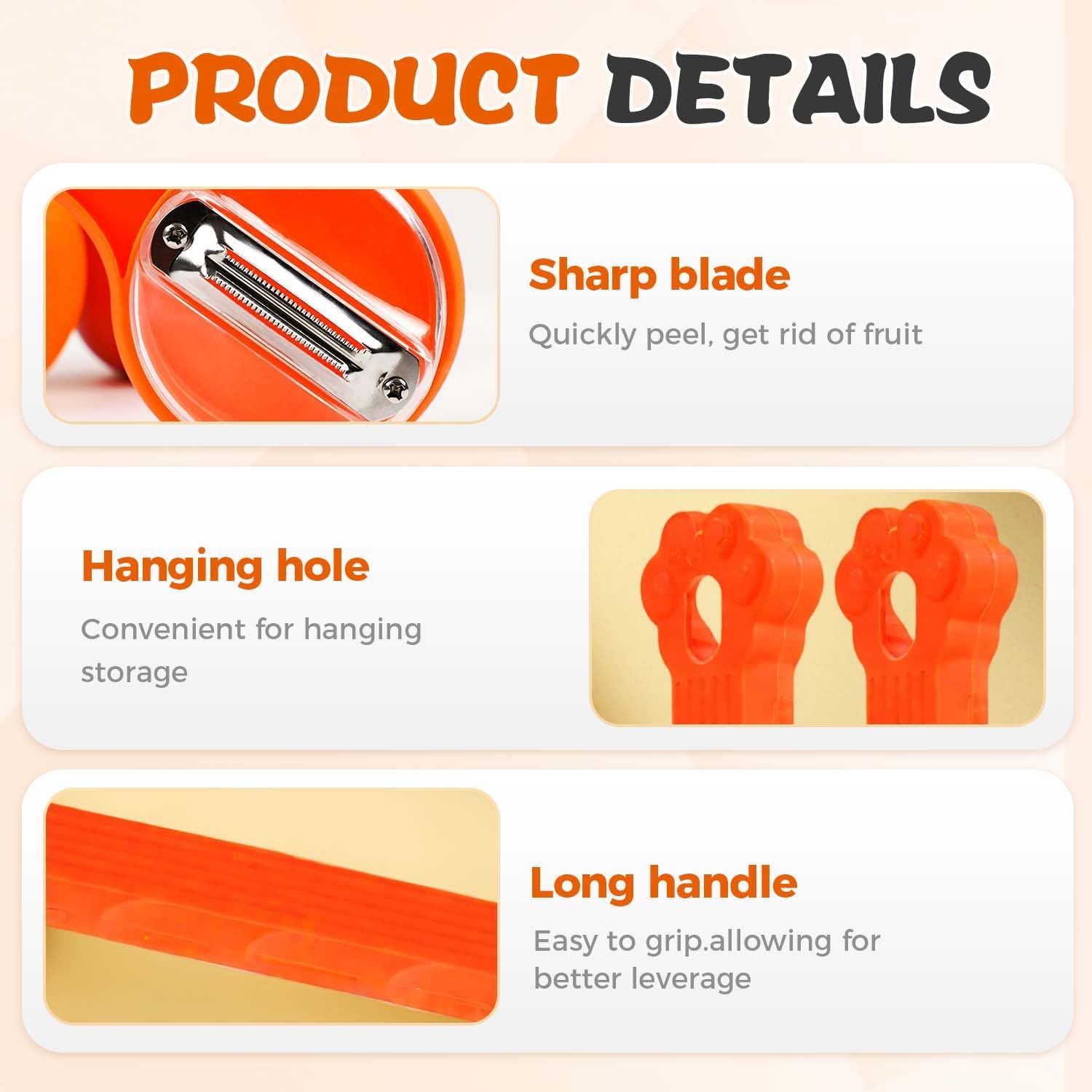 2026 New Kitchen Special Fruit Peeler with Box Storage, Upgrade Vegetable Peeler with Catcher Peeler with Storage Bucket, Double-Sided Stainless Steel Multi-Function Peelers (Orange+Blue)