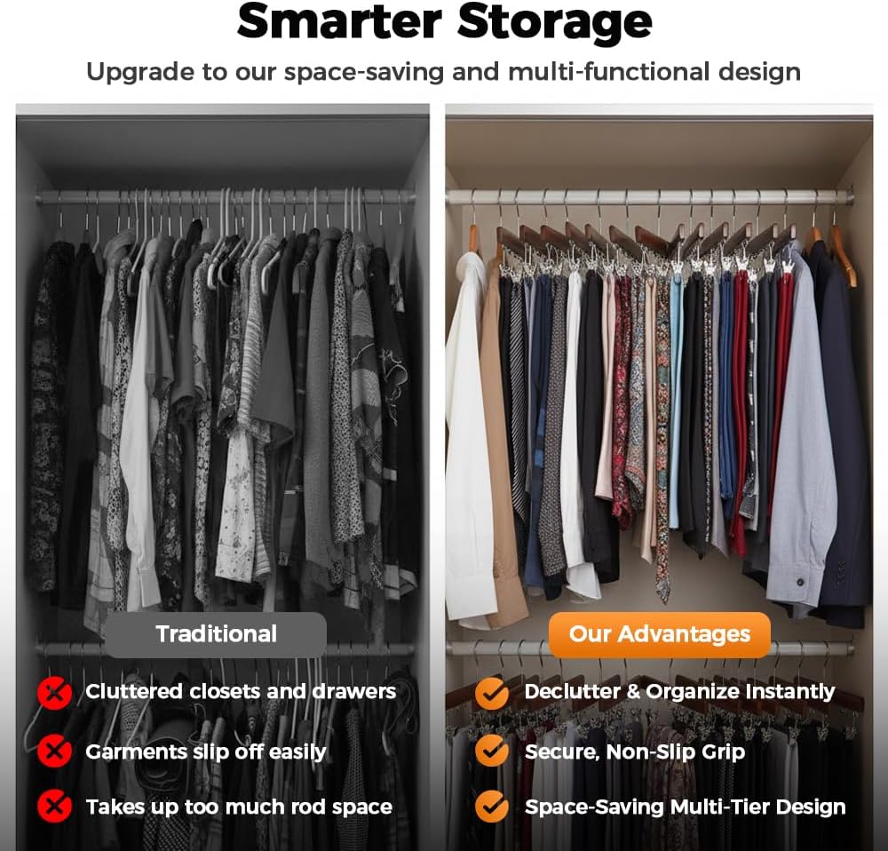 Legging Organizer for Closet, 2026 New Space-Saving Hat Scarf Clothespins for Jeans Closet Organizer with 10 Clips, Upgrade Legging Organizer for Closet 360° Swivel (Brown)