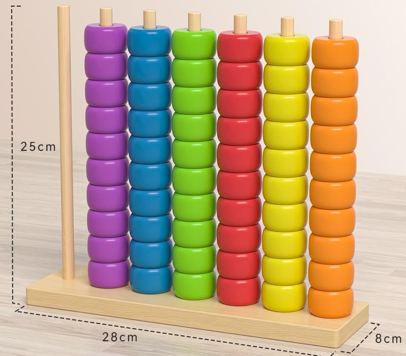 Color Matching Stacking Puzzle Game, 2026 New Fast-Paced Rainbow Ring Stacking Puzzle Game, Upgrade Wooden Color Match Challenge Game for Family Fun and Strategy Lovers (#02)