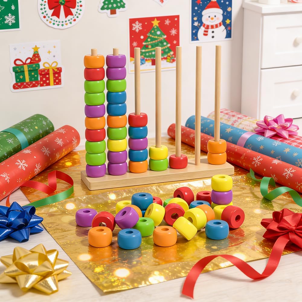 Color Matching Stacking Puzzle Game, 2026 New Fast-Paced Rainbow Ring Stacking Puzzle Game, Upgrade Wooden Color Match Challenge Game for Family Fun and Strategy Lovers (#02)