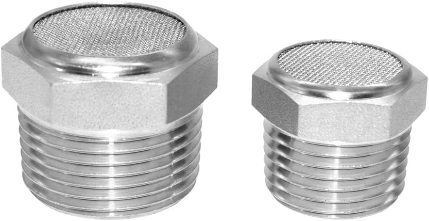 316 Stainless Steel Air Pneumatic Mufflers 1/2 NPT Male Thread Sintered Exhaust Muffler Silencer Flat (Pack of 2)
