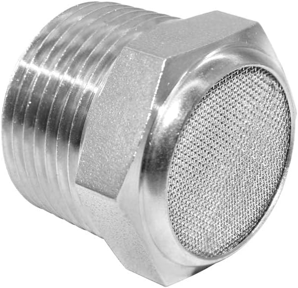 316 Stainless Steel Air Pneumatic Mufflers 1/2 NPT Male Thread Sintered Exhaust Muffler Silencer Flat (Pack of 2)