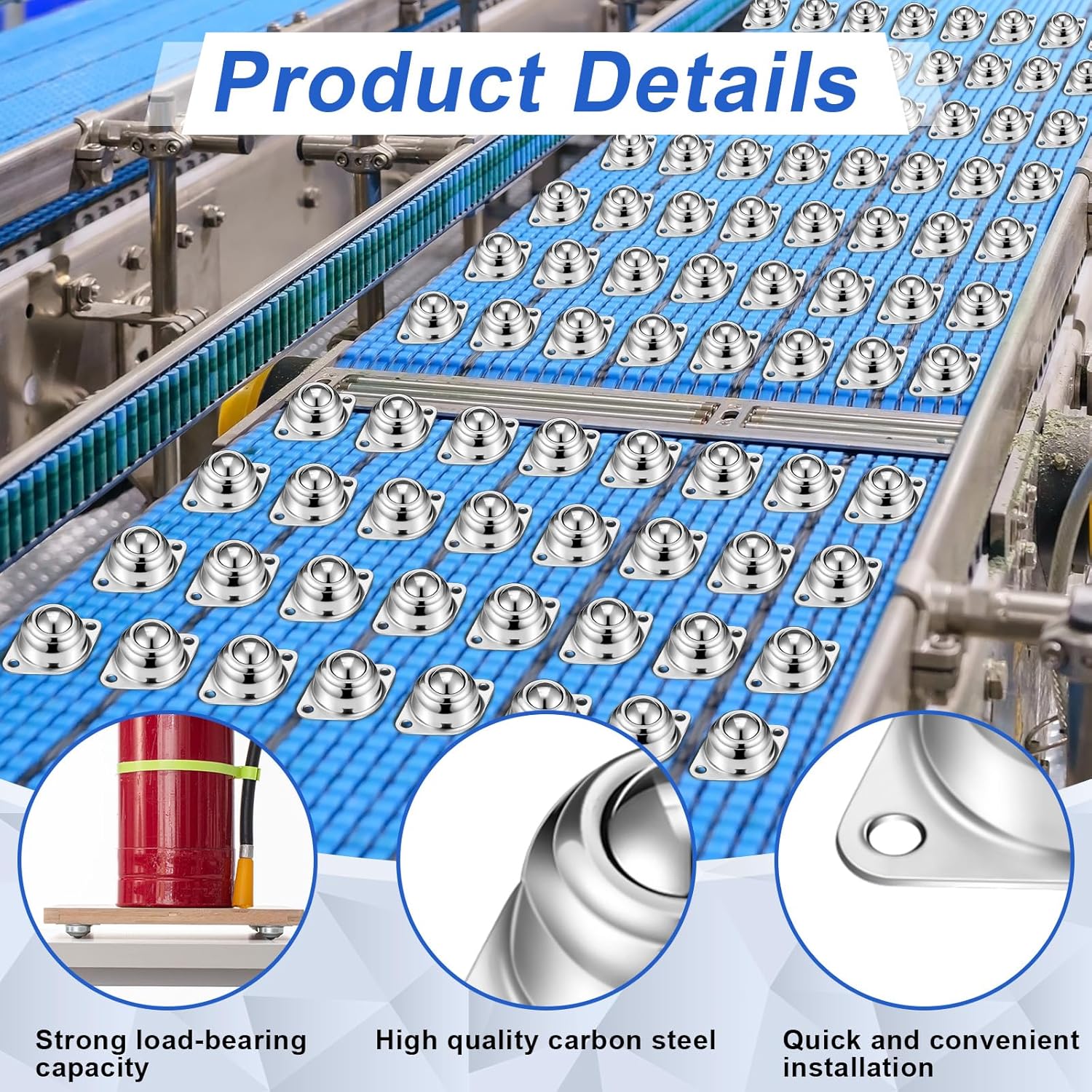30 Pcs 5/8" Roller Ball Transfer Bearings Carbon Steel Round Ball Bearing Rollers Casters for Conveyor Roller Stand Transmission System Furniture Load Capacity 55 lbs