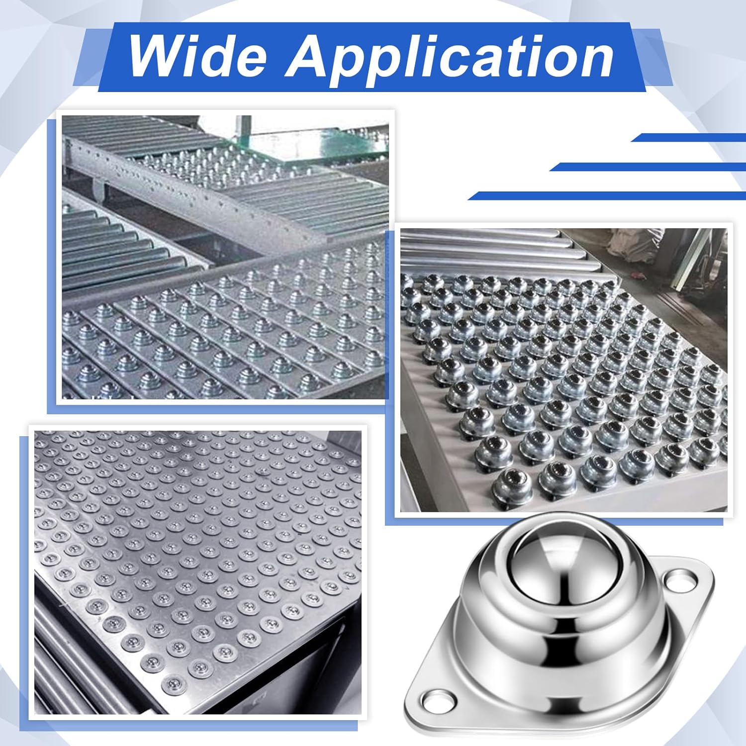 30 Pcs 5/8" Roller Ball Transfer Bearings Carbon Steel Round Ball Bearing Rollers Casters for Conveyor Roller Stand Transmission System Furniture Load Capacity 55 lbs