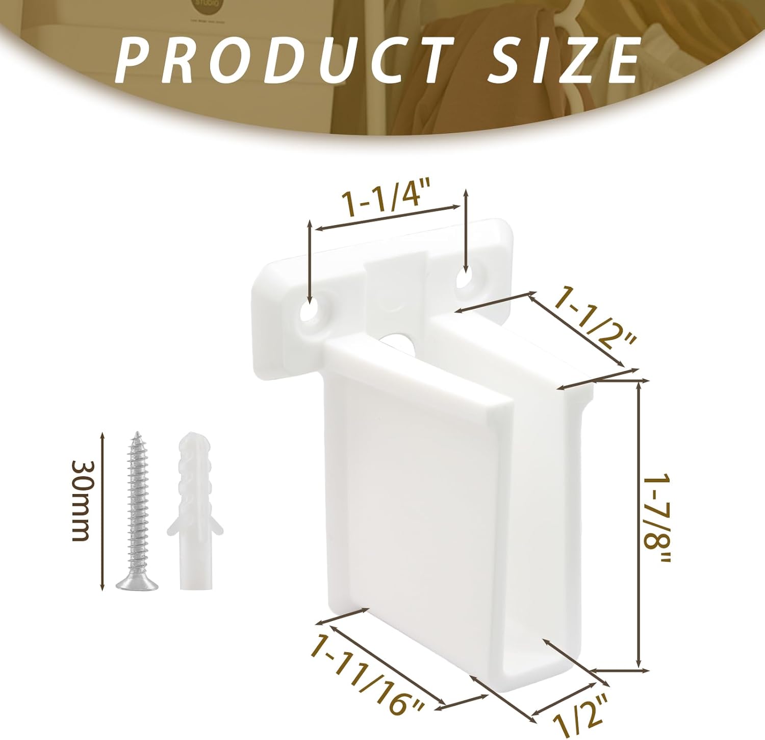 8 Pcs Wire Shelf End Brackets: Closet Maid Support, Wall Mount, White, Polyvinyl Chloride