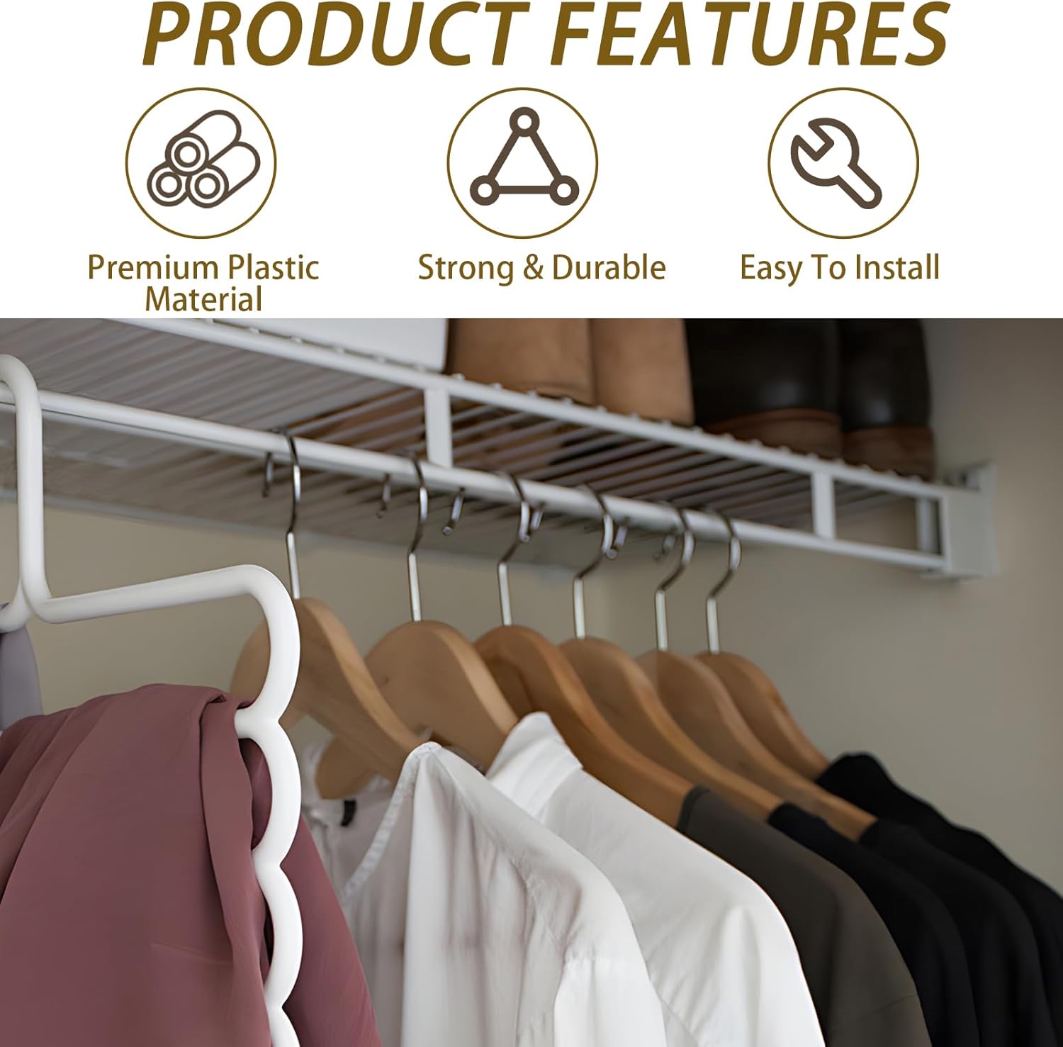 8 Pcs Wire Shelf End Brackets: Closet Maid Support, Wall Mount, White, Polyvinyl Chloride