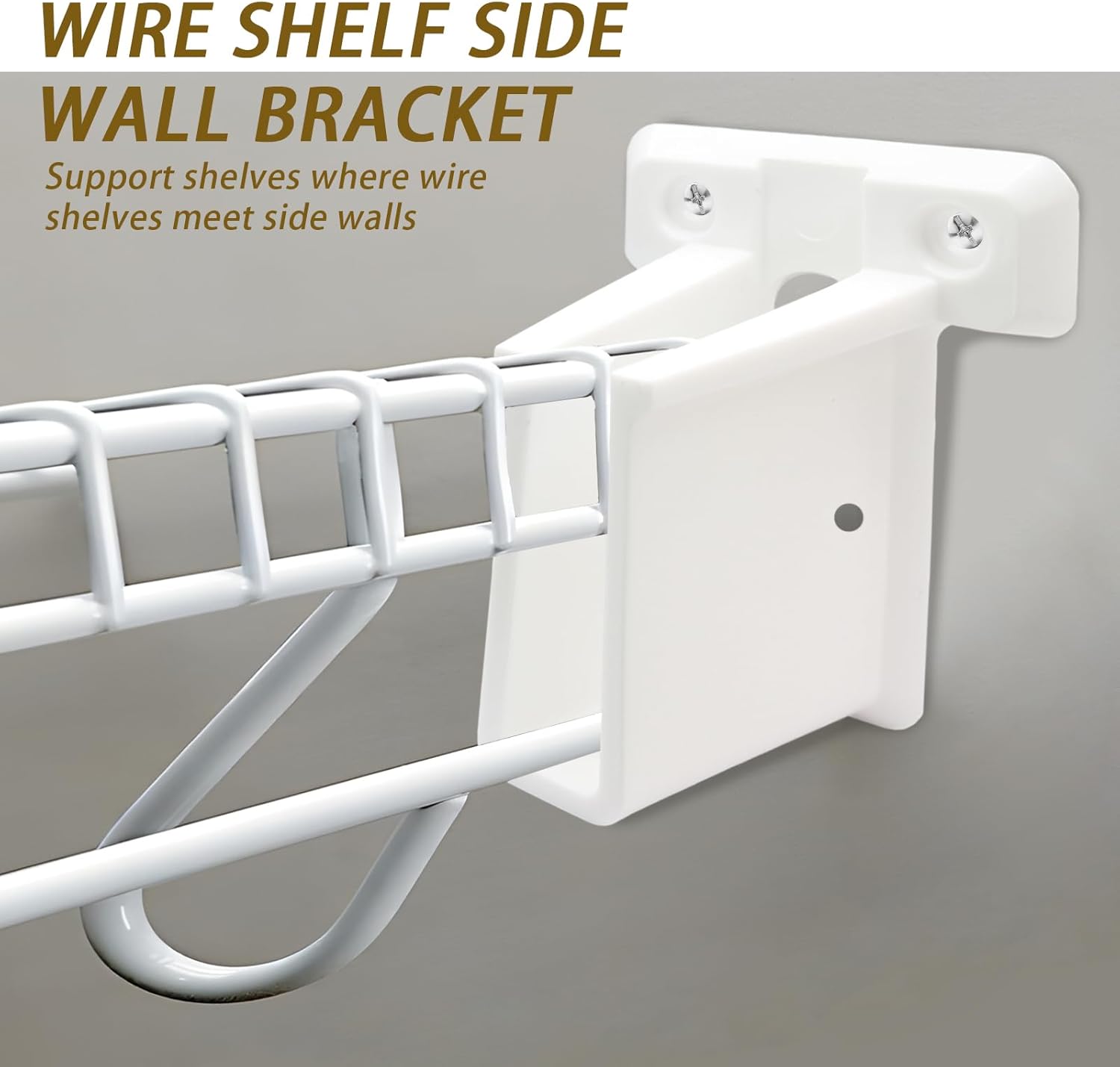 8 Pcs Wire Shelf End Brackets: Closet Maid Support, Wall Mount, White, Polyvinyl Chloride
