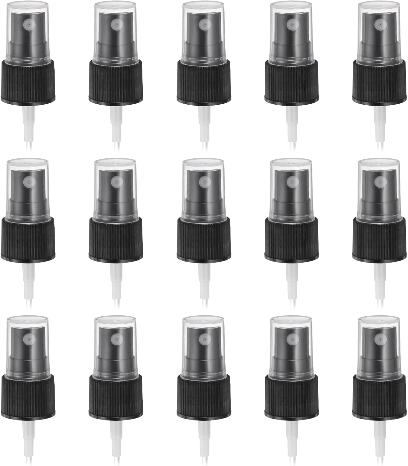 50 Pcs Black Spray Top, 20/410 Fine Mist Sprayer Reusable Replacement Spray Bottle Pump Plastic Top for Cosmetic Perfume and Body Sprays Bottle