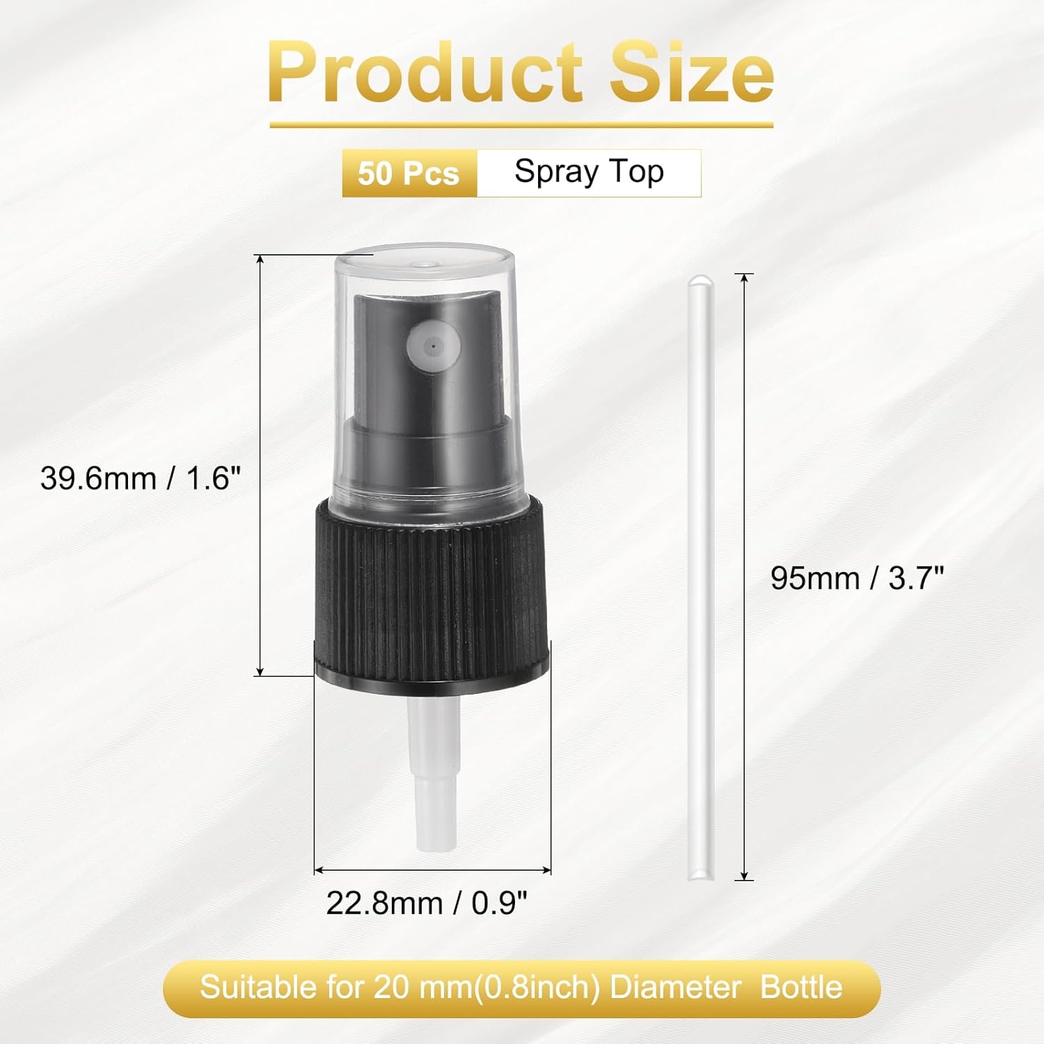 50 Pcs Black Spray Top, 20/410 Fine Mist Sprayer Reusable Replacement Spray Bottle Pump Plastic Top for Cosmetic Perfume and Body Sprays Bottle