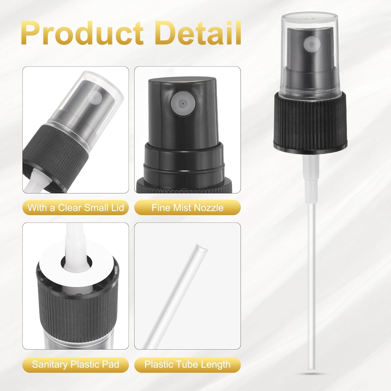 50 Pcs Black Spray Top, 20/410 Fine Mist Sprayer Reusable Replacement Spray Bottle Pump Plastic Top for Cosmetic Perfume and Body Sprays Bottle