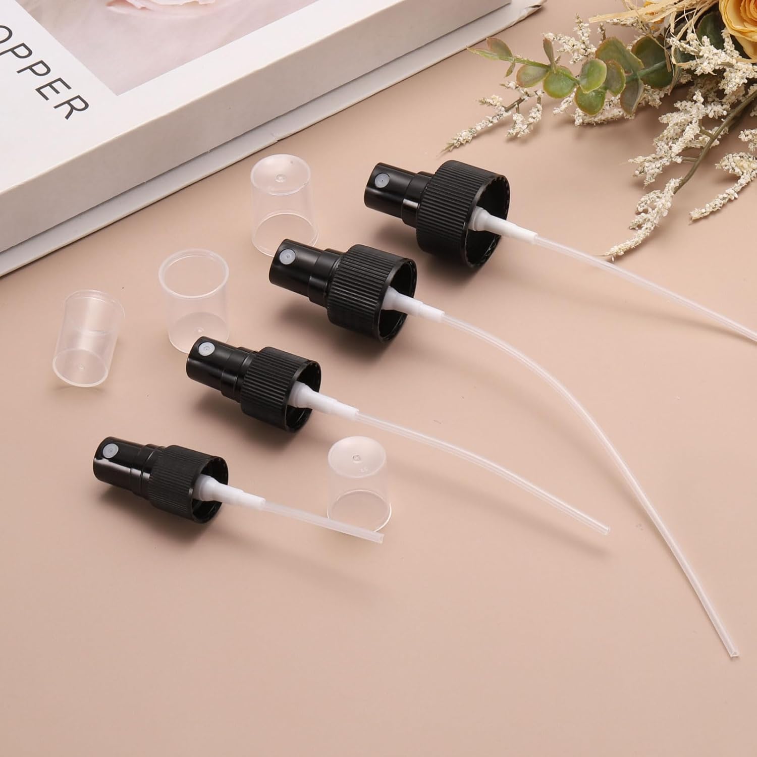 50 Pcs Black Spray Top, 20/410 Fine Mist Sprayer Reusable Replacement Spray Bottle Pump Plastic Top for Cosmetic Perfume and Body Sprays Bottle