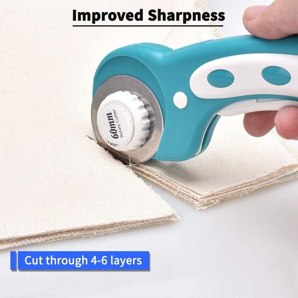 60MM Rotary Cutter Blades, 10PCS Premium Spare Replacement Cutting Blades with Sharpness, Great for Heavy Duty Use, Quilting, Patchwork, Crafts and Sewing