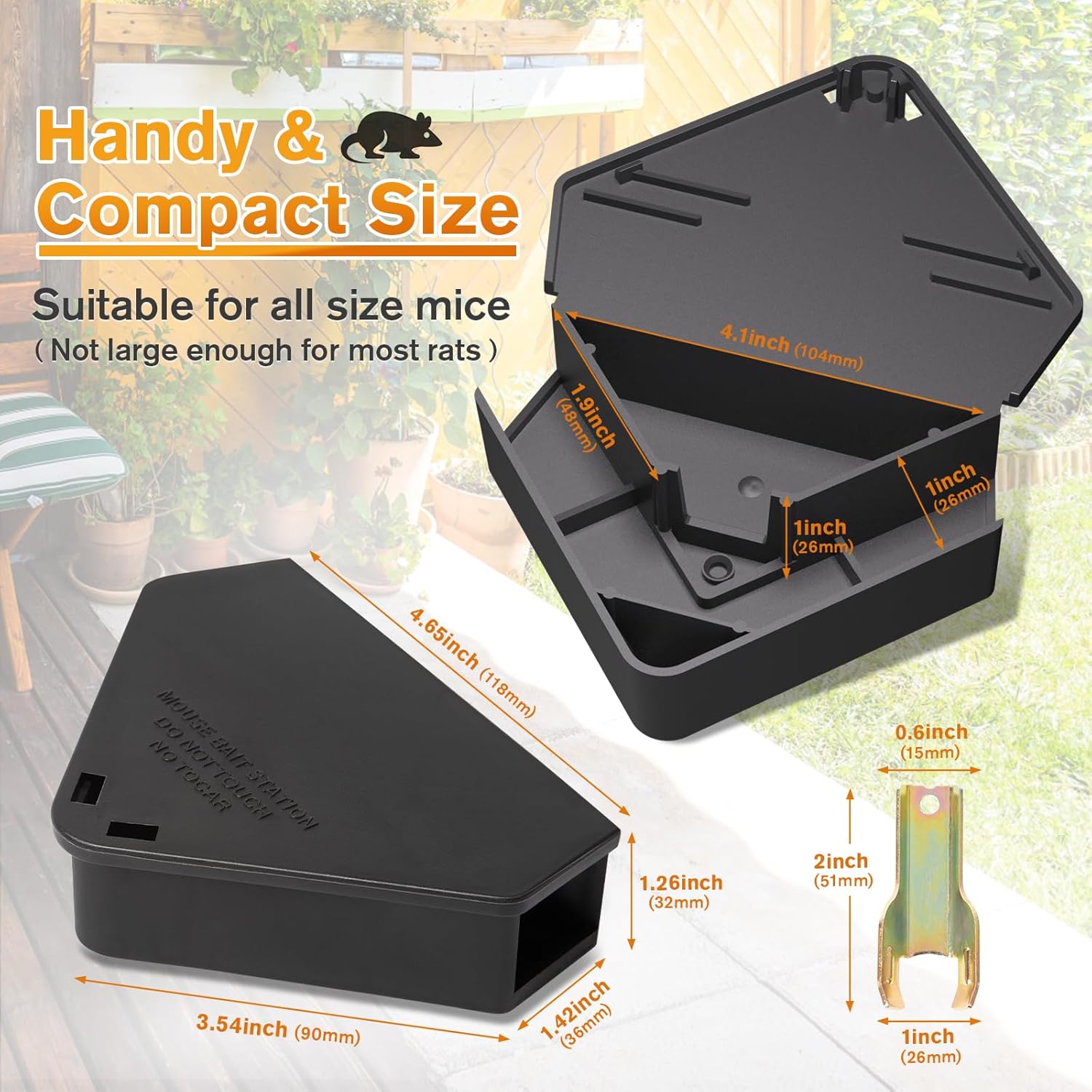 Mouse Station with Keys Black 6 Pack, Key Required Mouse Stations, Mice Stations, Keeps Children and Pets Safe Indoor & Outdoor